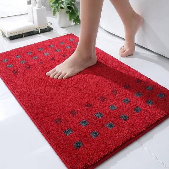 Casilin Badmat Antislip 120 x 70 Brica - Water absorberende Badkamermat - Wasbare Douchemat - Sneldrogend - Rood