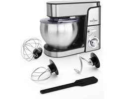 Swiss Haus® KM2207 Keukenmachine 1500W – 7L RVS Keukenrobot – 6 Snelheden + Pulse – Multifunctionele Standmixer met Accessoires – RVS