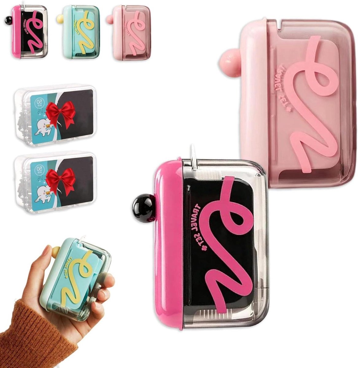 Automatische pop-up tandzijdedispenser, draagbare navulbare flosdraad houder met flosplukkers, One-Touch Travel Tandenstoker Case voor thuis, kantoor en on-the-go mondverzorging (C)