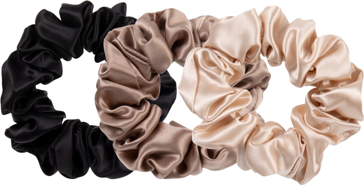Scrunchie van 100% moerbeizijde - mulberry Silk - haar elastiek zonder haarbreuk - luxe scrunchie dames - Walure Aesthetics - medium size - Champagne met glittersteen