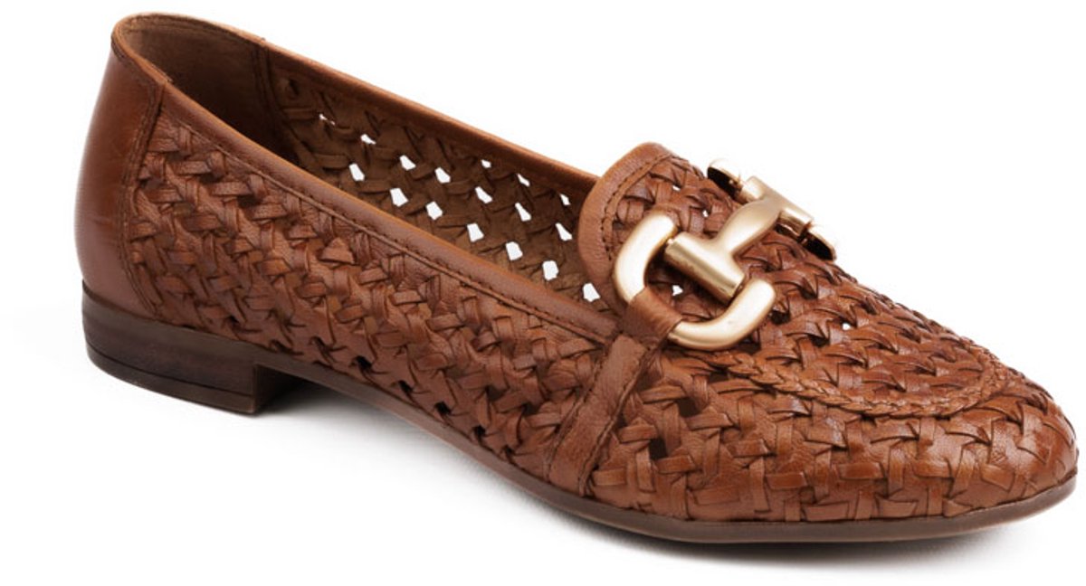 5PM Matera Sassi Loafer Dames Leer Cognac Gevlochten
