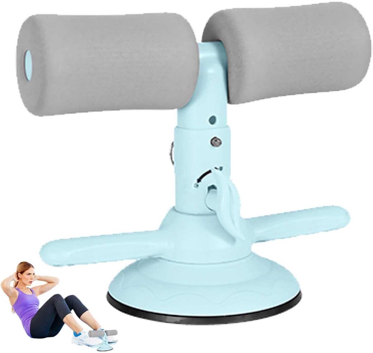 Zit-up Hulp - Buikspier Trainer - Buikspieren Trainen - Verstelbare Hoogte - 19-21 CM - Maca Blauw