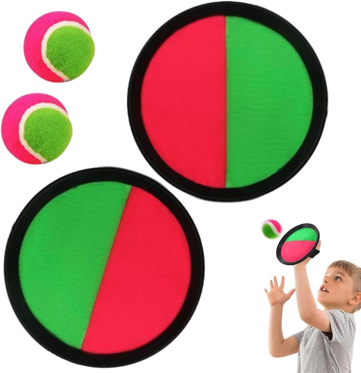Vangbal Set - Kleefbal Spel - Buiten Spelen - Innovatief Hechtdesign - 23 x 20 x 6 cm - Multicolor