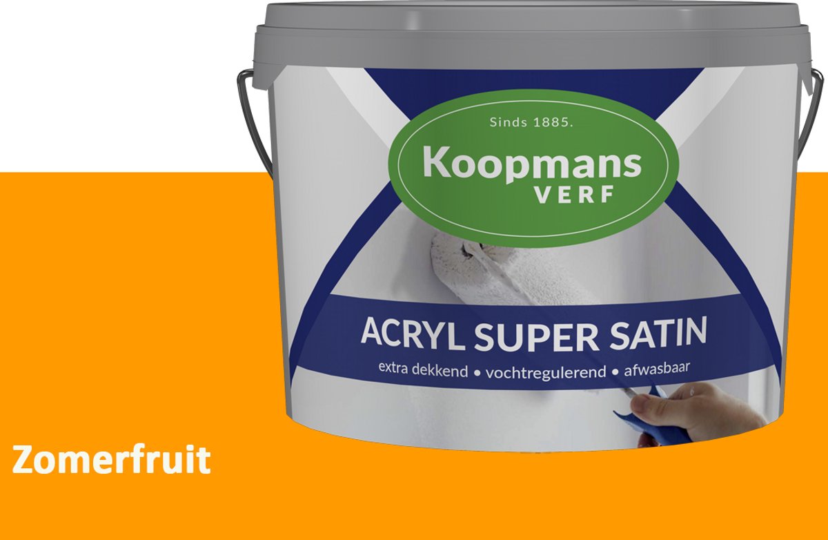 Koopmans Acryl Super Satin Zijdeglans Muurverf – Reinigbare Binnen- en Buitenverf voor Muren & Plafonds – Zomerfruit – 1 l