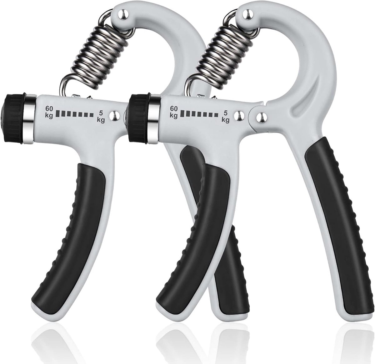 Zandarix Handtrainer - Handtrainingsapparaat - Vingertrainer - Trainingsapparaat - Fitness van 10 kg - 50 kg - Set van 2 Stuks - Grijs
