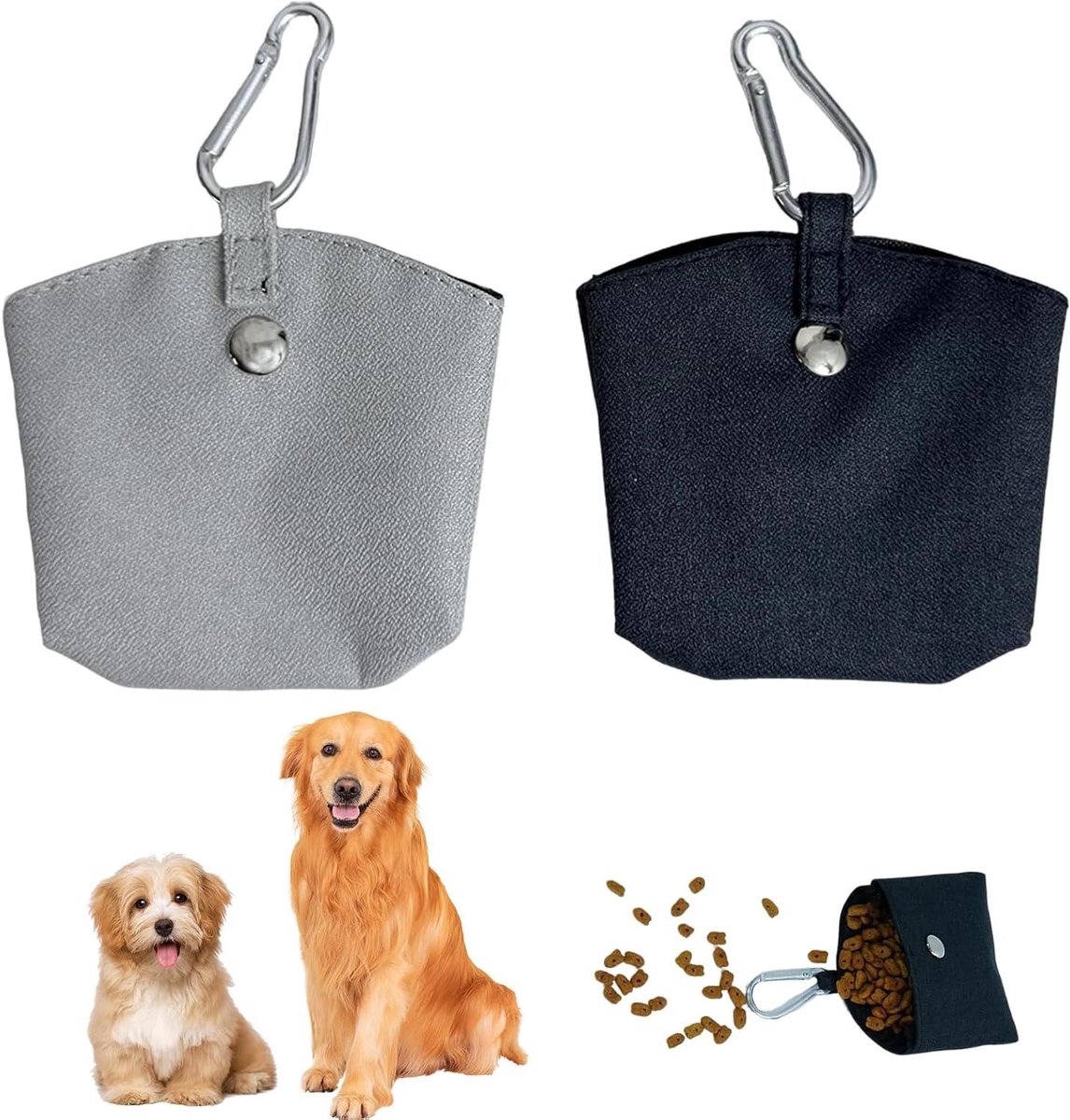 Hond Traktatietas - Honden Snacktas - Huisdier Training - Magnetische Sluiting - 2 stuks - Grijs Marineblauw