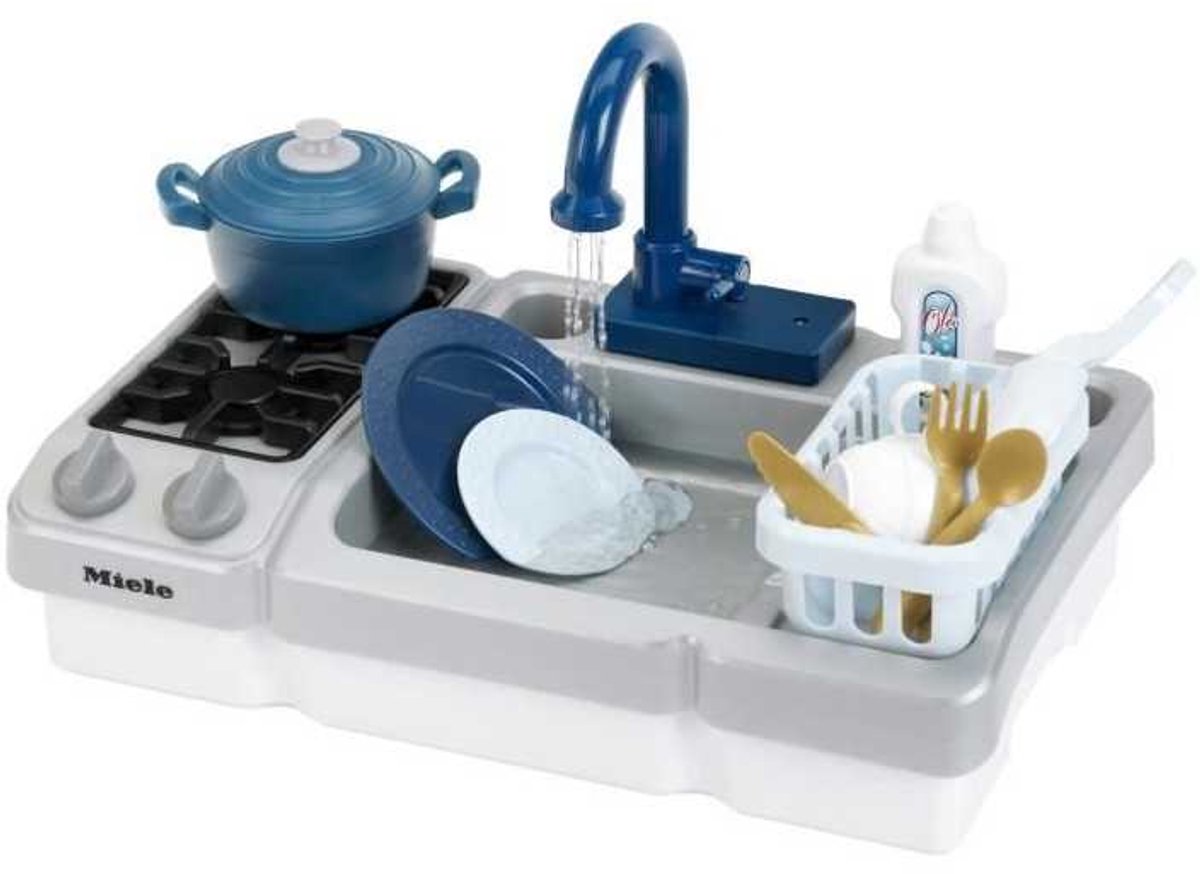 Klein Toys Miele speelgoed spoelbak met waterfunctie en kookplaat - blauw grijs — afbeelding 18