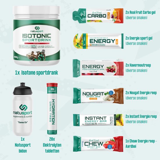 Natusport Kennismakingspakket - Sportvoeding - Sportdrank, Energiegels, Sportrepen & Elektrolyten - Lemon — afbeelding 2