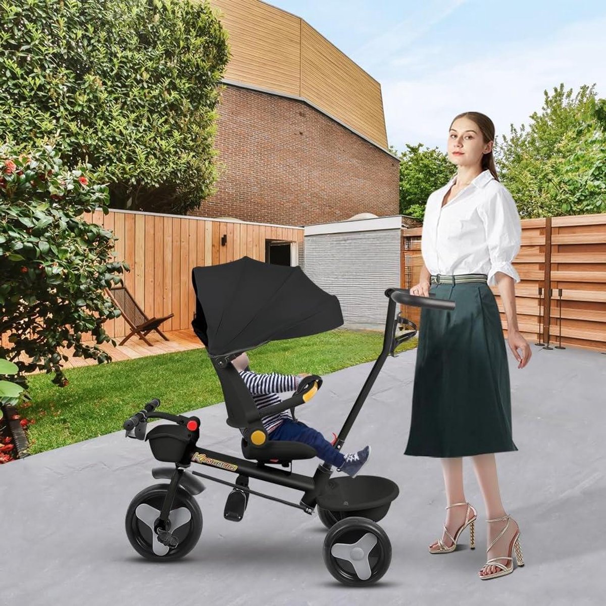 Driewieler voor baby's - Babyfiets 5-in-1 - Veilig op pad - Draaibare zitting - 75 x 50 x 100 cm