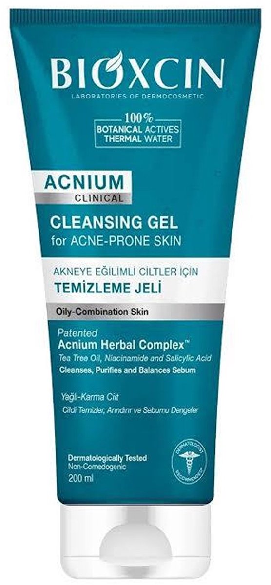 Bioxcin Acnium Clinical Cleansing Gel - Sebumregulerende Gezichtsreiniger - Tegen Puistjes en Onzuiverheden - Vette & Gecombineerde Huid - 200 ml
