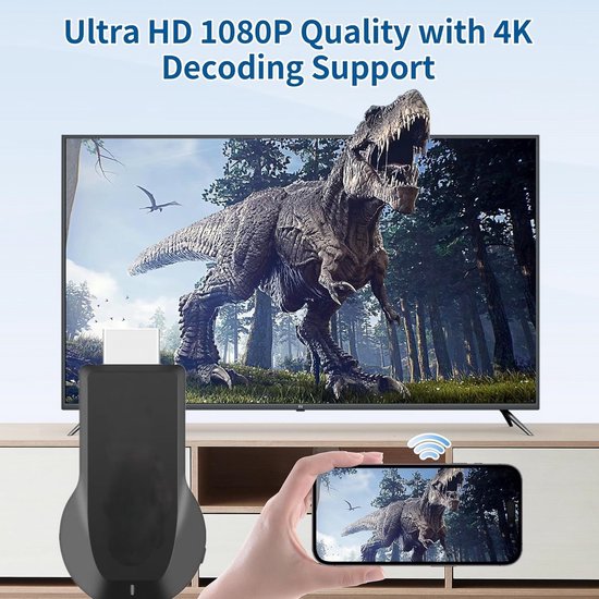 Draadloze HDMI Adapter - Beeldscherm Zender - Media Streamen - 4K Ultra HD Resolutie - 12 x 3.2 cm - Zwart — afbeelding 2