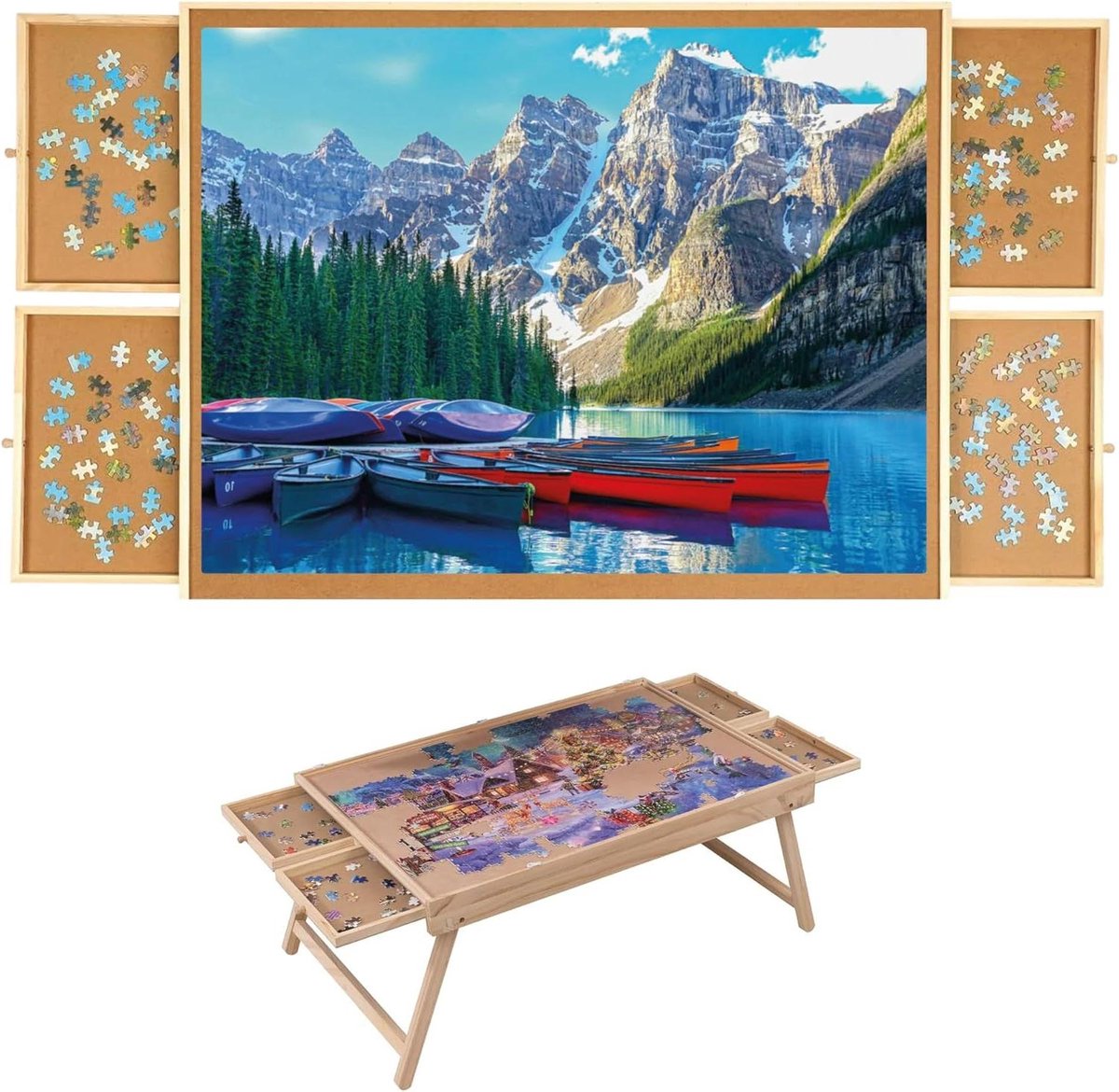 Puzzelbord Verstelbaar - Puzzelmat Tafel - Ontspannen Puzzelen - 4 Posities Incl. Beschermplaat - Voor 1000 Stukjes - Wit