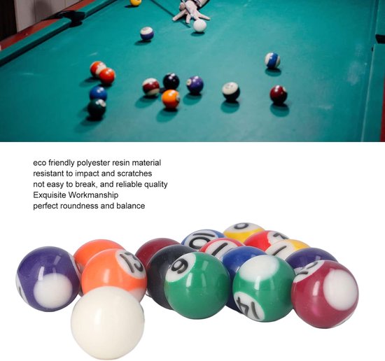 Mini Biljartballen Set - Pool Ballen - Spelplezier Binnen - Duurzaam Polyesterhars - 25mm - Multicolor van mini — afbeelding 2