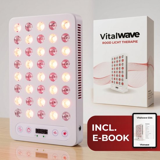 Rood Licht Therapie Lamp - Vitalwave PRO200 - 660 & 850 nm Rood en nabij infraroodlamp - 200 Watt Rood licht lamp - Rood licht paneel voor huid en herstel - Rood en nabij infraroodpaneel