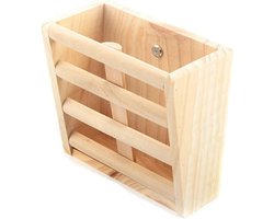 Houten voerbak - Hooiruif Dispenser - Kleine dieren voeren - Beschermt voer - 16x8x45cm - Natuurlijk hout