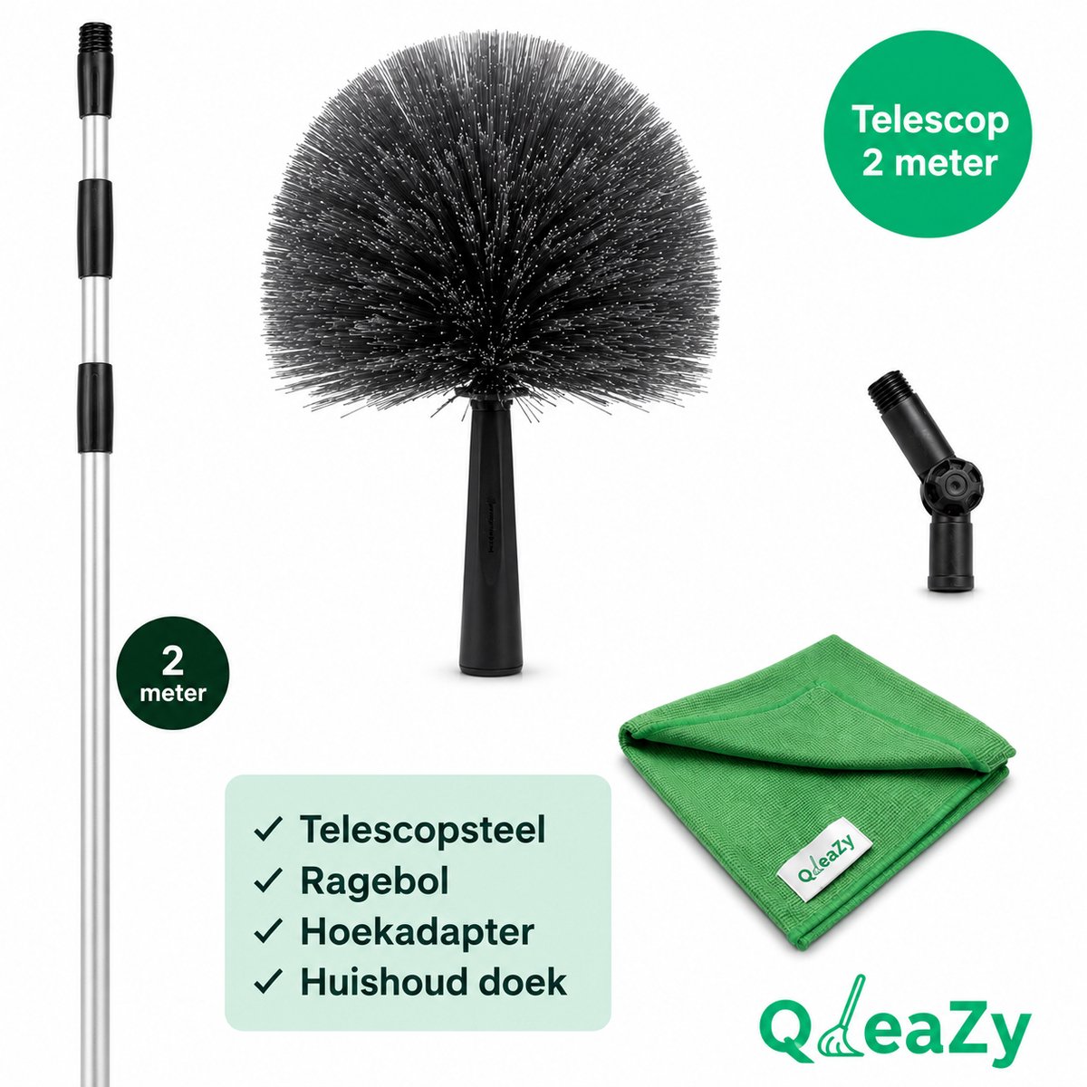 Hoge kwaliteit ragebol met Professionele telescoopsteel tot 2 meter!