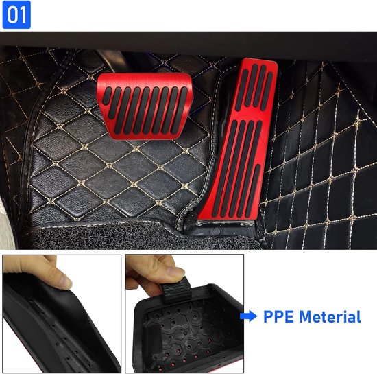 Pedaalhoezen Set - Antislip Pedalen - Verbeterde Grip - Geen Boren Nodig - Aluminium Metaal - Rood — afbeelding 4
