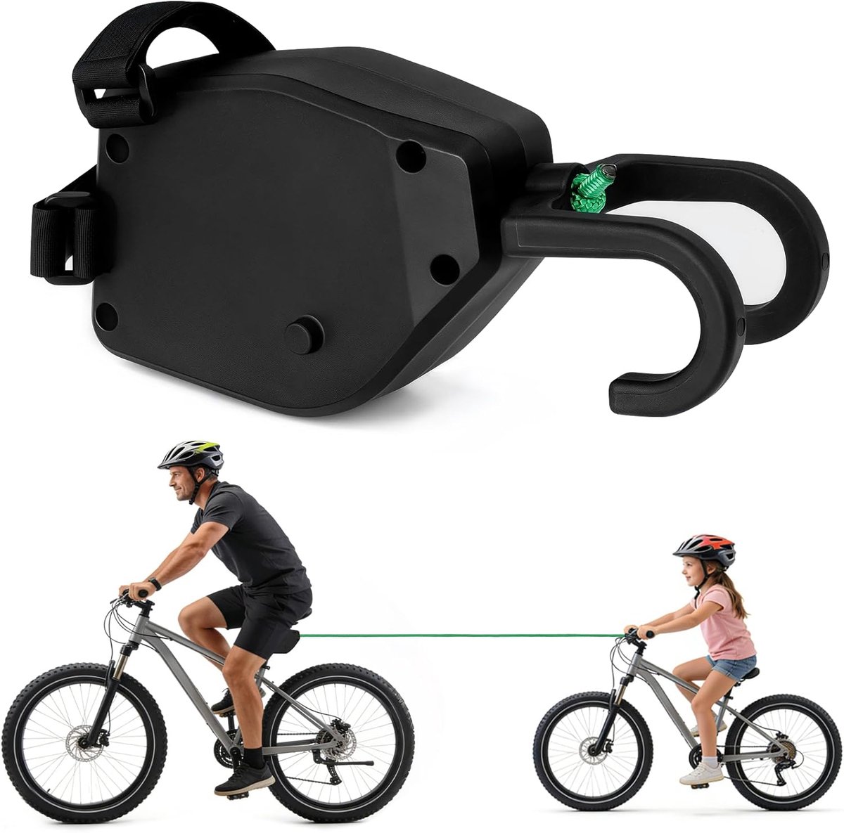 Fiets Sleepriem - Trekband Systeem - Ouder-kind Fietsen - Schokabsorberend Ontwerp - 16 x 11 cm - Zwart