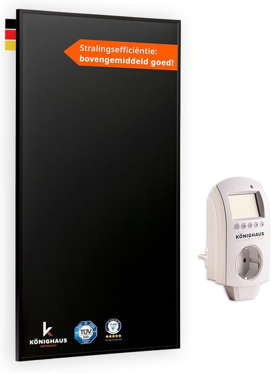 Krachtige Infrarood Verwarming 1200 Watt Zwart met Thermostaat