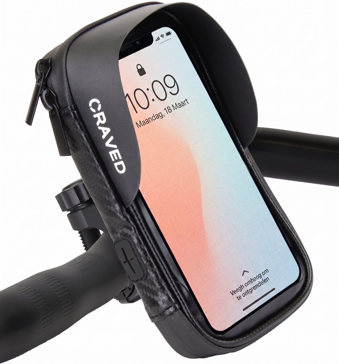 Craved Telefoonhouder Fiets - Waterdicht - Voor fiets, motor & scooter - Met opbergruimte - Afneembaar