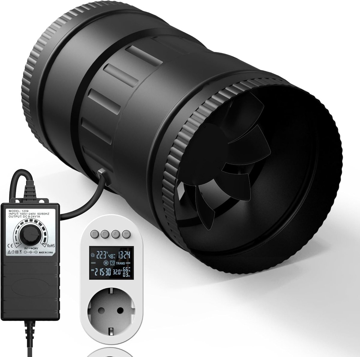 Inline Buisventilator - Afvoerventilator Regelbaar - Lucht Circuleren - Energiezuinig Ontw