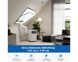 Airco Dakraam Afdichting - 114 x 118 cm - 2 jaar Garantie - Geschikt voor Velux: SK06 (GGL 4, 606, s06) | Fakro, Optilight: Maatcode 10 | Luxtra: SK6A | Roto: 11/11- Slang Afsluiten - Afdichting Raamafdichtingskit - Kylians