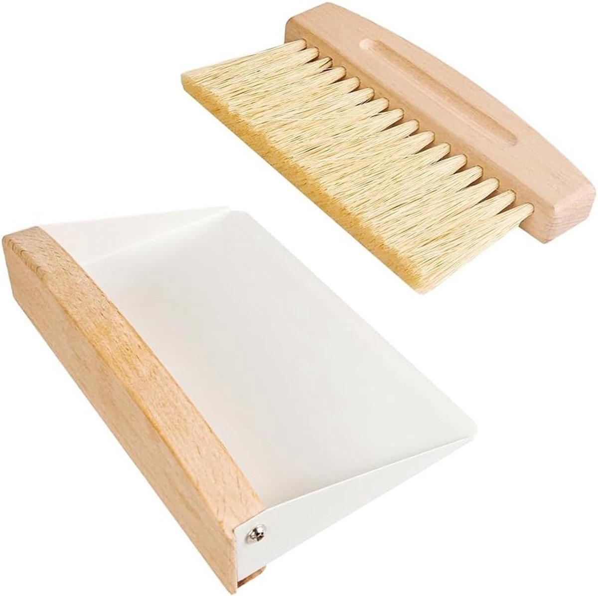 Kleine Stoffer Blik - Mini Borstel Set - Thuis Bureau - Magnetisch Ontwerp - 15 x 10 cm - Wit