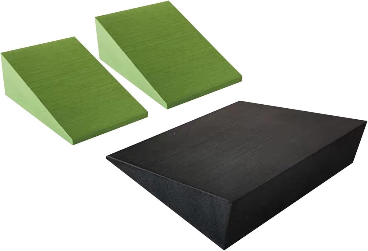 Yoga Wig - Schuine Plank - Oefeningen Ondersteunen - Veerkrachtig EVA Schuim - 3 Stuks Set - Groen Zwart