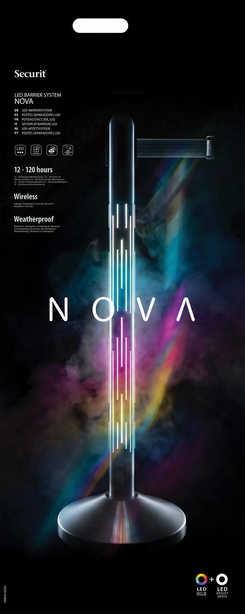 Nova LED RGB Afzetpaal – Verlichte Wachtrij Afzetting – IP54 Water- & Windbestendig – Horeca, Events & Nachtclubs