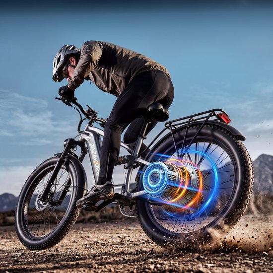 ZAZAWORK CF500 Elektrische Fiets - 250W Motor - 48V 20Ah Batterij - 27,5×3 Inch Banden - Max. Snelheid 25 km/h - Stad & Licht Offroad - Zilver — afbeelding 5