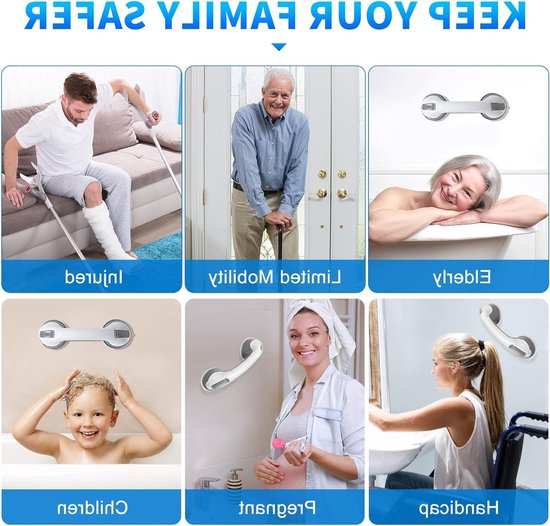Veilige Douchehandgrepen 2-Pack - 30 cm Antislip Grijpstangen voor Badkamer, Ideaal voor Badveiligheid en Ondersteuning — afbeelding 5