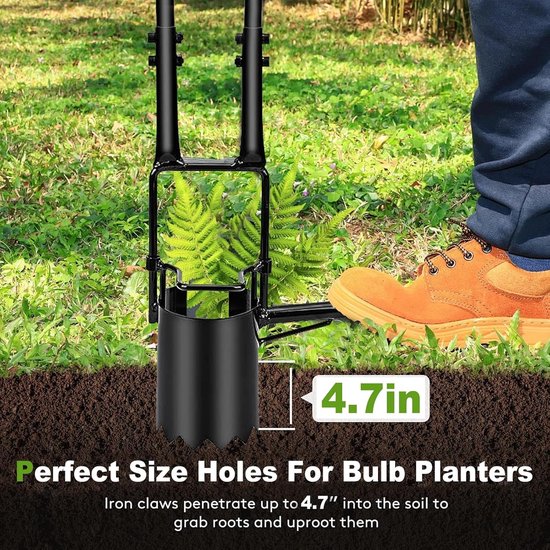 Bloembollen planten tool - Lange steel - Tuinieren - Dubbel voetpedaal - 1.87 kg - Zwart — afbeelding 5