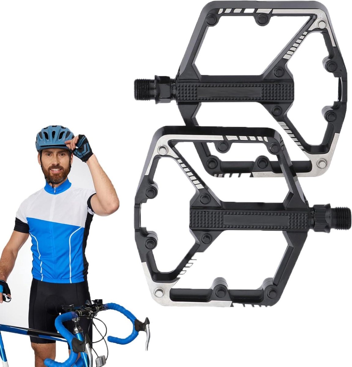 Fietspedalen - Platte pedalen - Fietsen buiten - Lichtgewicht aluminium - 13 x 3.5 cm - Zwart