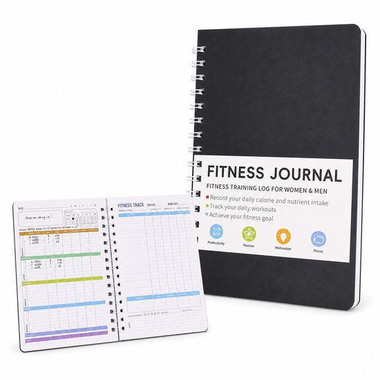 Consumerce® Fitness Journal – 1 Maand – Krachttraining Boek – Workout Dagboek – Gym Oefeningen Planner – Sport Food Logboek – Maaltijdplanner – Menuplanner – Voedingsdagboek - Afslank