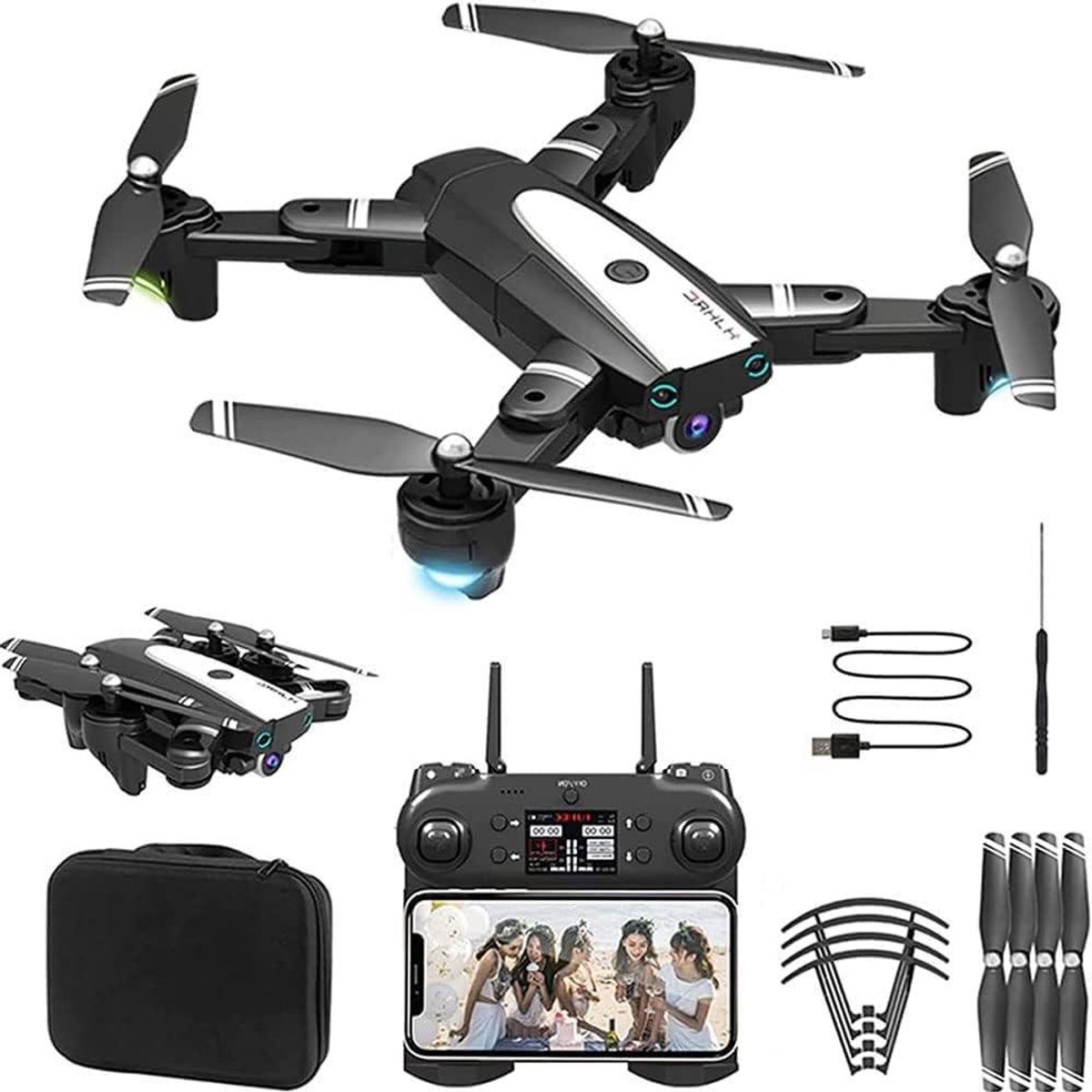 Drone voor Kinderen - RC Vliegtuig - Vliegplezier Beleven - 4K HD FPV Camera - 200m Bereik - Zwart