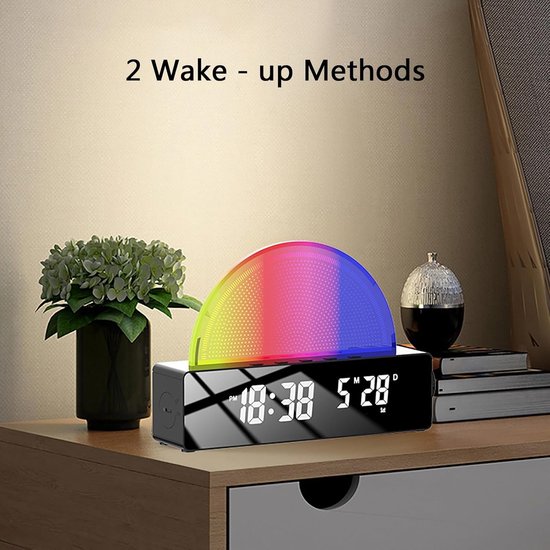Wake Up Light - Wekker Lamp - Natuurlijk Wakker Worden - Zonsopgang Simulatie - H 20.8 cm - Zwart van Wake-up Light — afbeelding 4