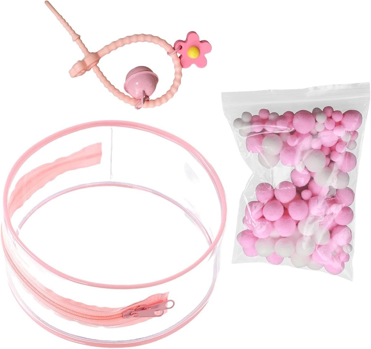 Knuffeldier Tas - Pluche Organizer - Speelgoed Opbergen - Transparant PVC - 15.5 x 5.5 cm - Roze