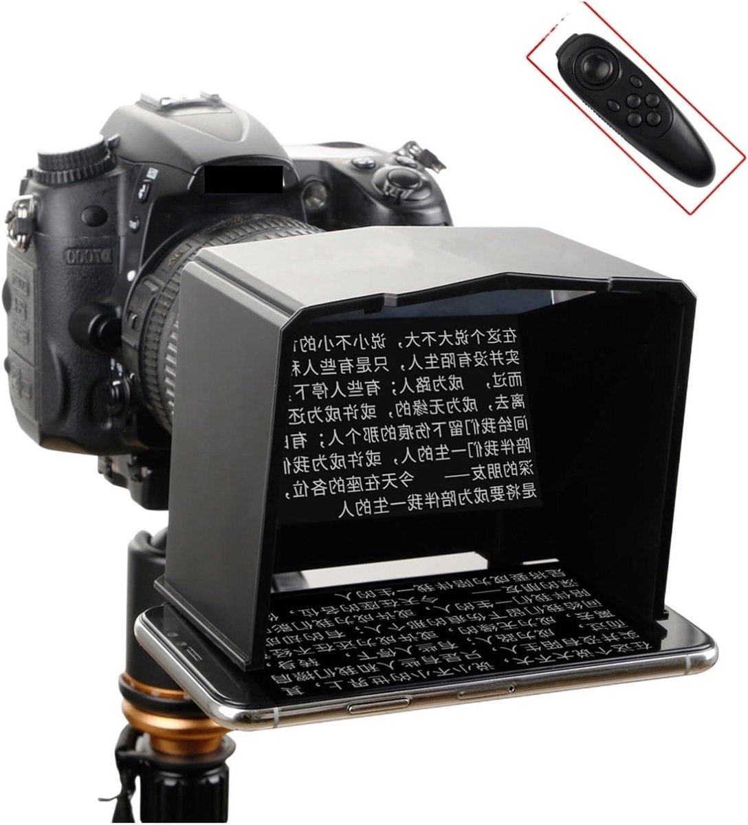 Teleprompter - Opname Hulpmiddel - Video Opnames - Smartphone Bediening - 49-77mm Lenzen - Zwart