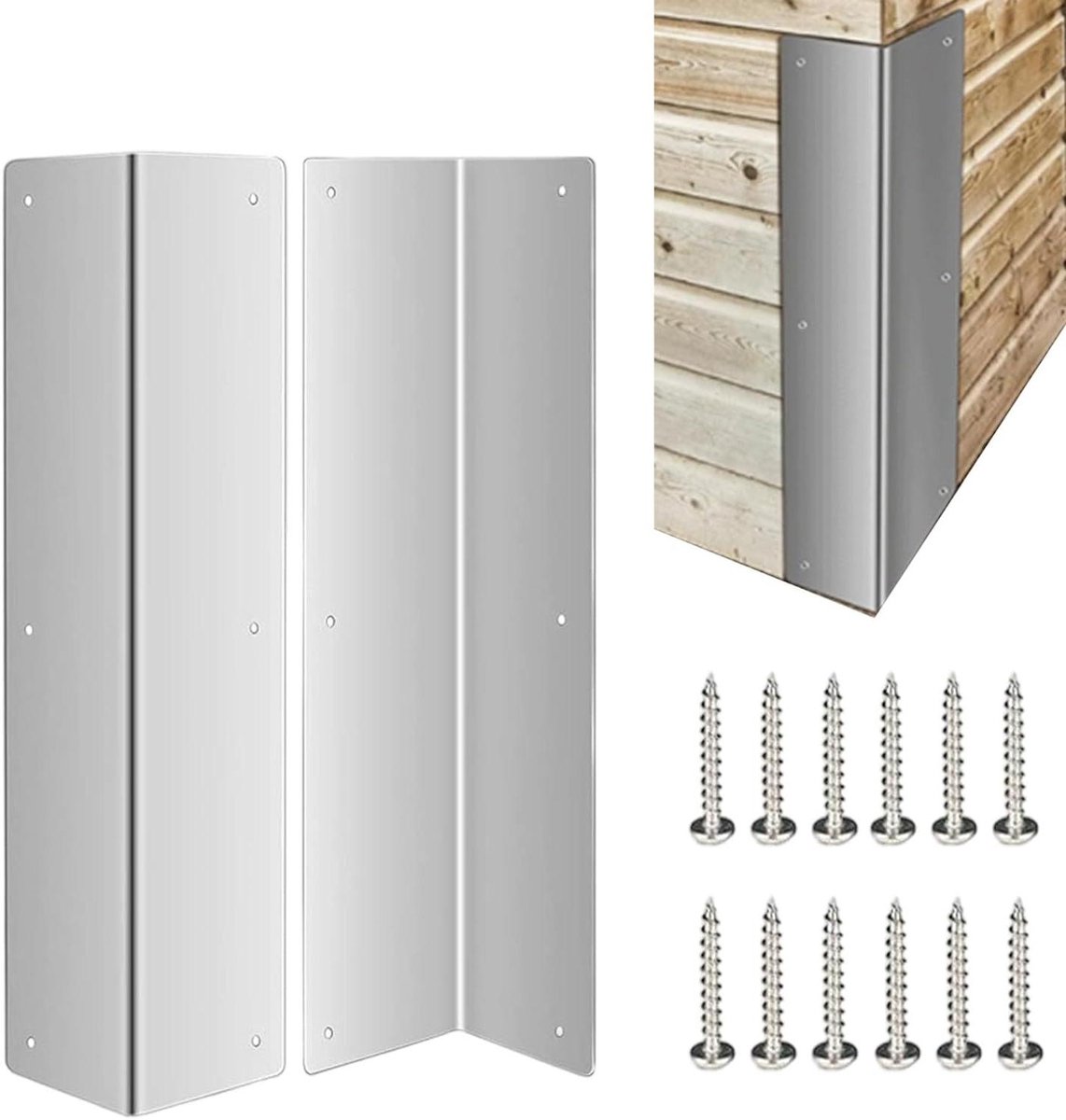 Metalen hoekbescherming - Randbeschermers meubels - Meubels beschermen - Schokbestendige versterking - 2 stuks - Zilver