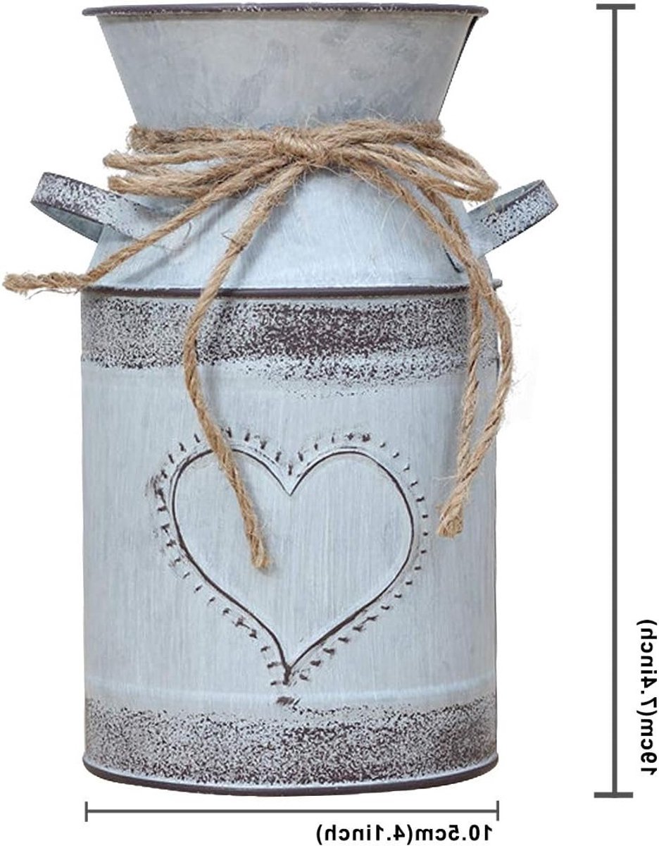 Franse Stijl Landelijke Metalen Shabby Chic Vaasje, Rustiek Bloemenvaasje met Hartvorm voor Thuisdecoratie - 19 cm, Ideaal voor Bloemen en Interieurstyling