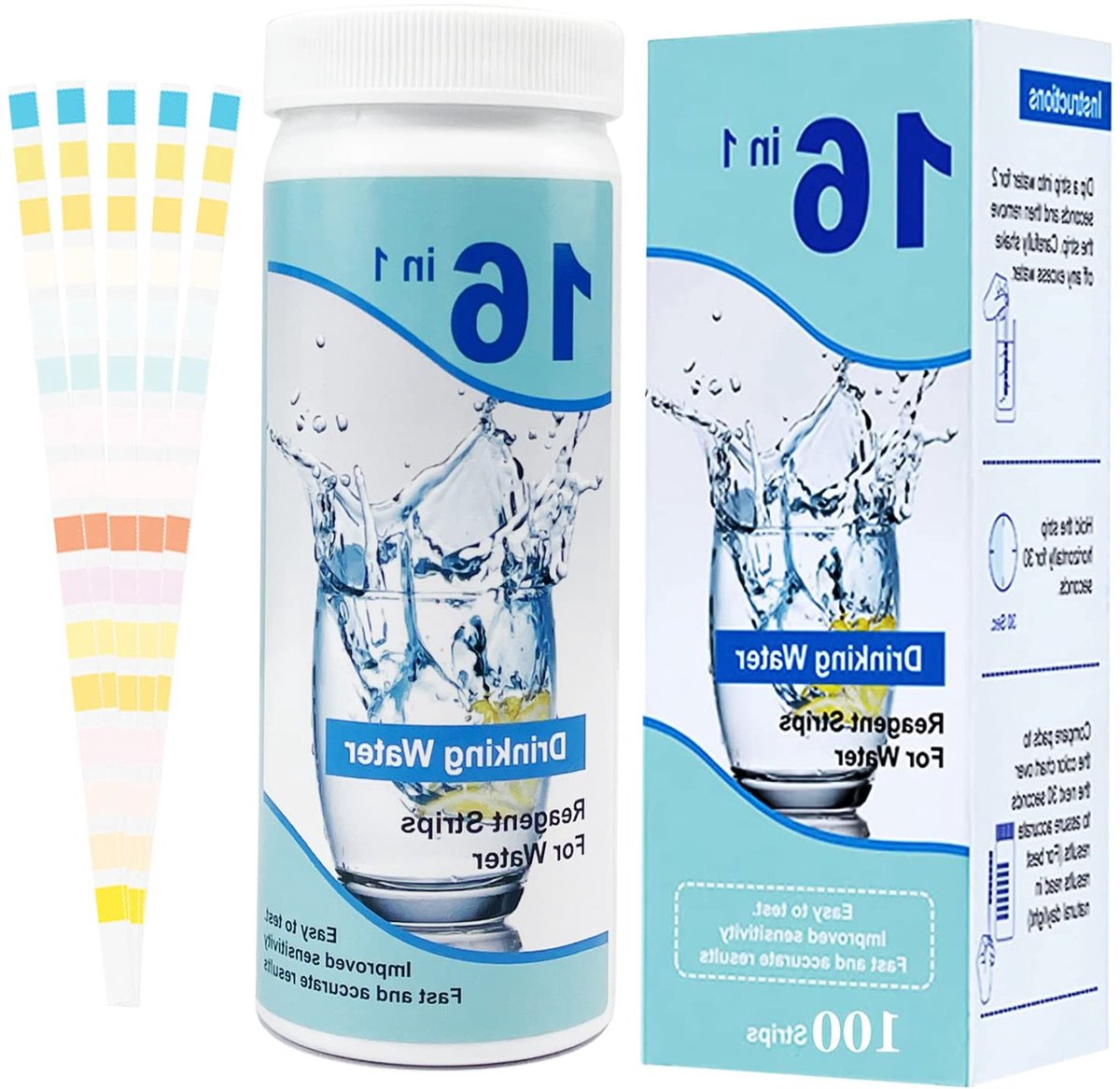 Complete 16-in-1 water tester voor drinkwateranalyse, teststrips voor hardheid, chloor, ijzer en meer