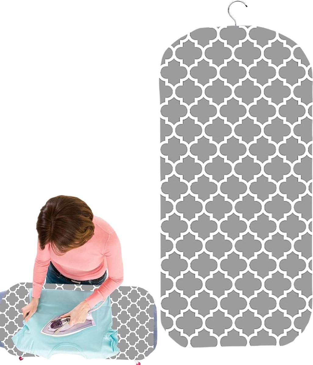 Strijkmat Kleding - Strijkkussen Drukpad - Moeiteloos Strijken - Draaibare Haak - 53x44cm - Grijs