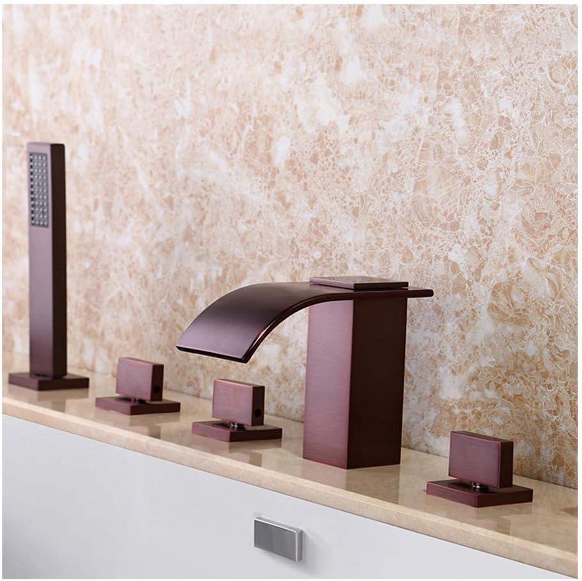 Badkraan met handdouche - Waterval kraanset - Ontspannen douchen - Brede waterstraal - 5 g