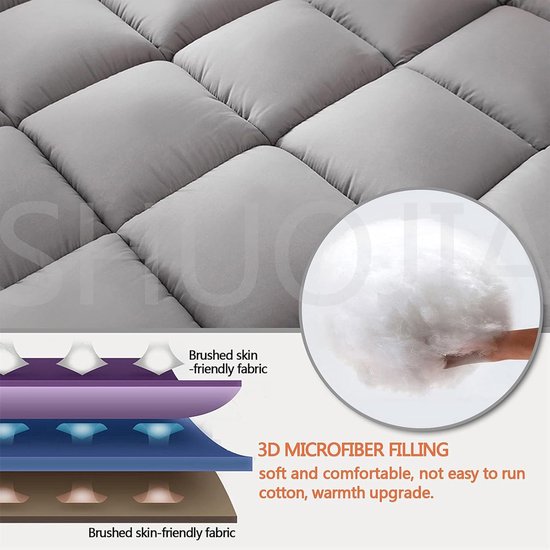 Draagbaar Gastenbed - Oprolbare Matras - Comfortabel Slapen - Lichaamsconform Ontwerp - 135x200cm - Grijs van Draagbaar — afbeelding 2