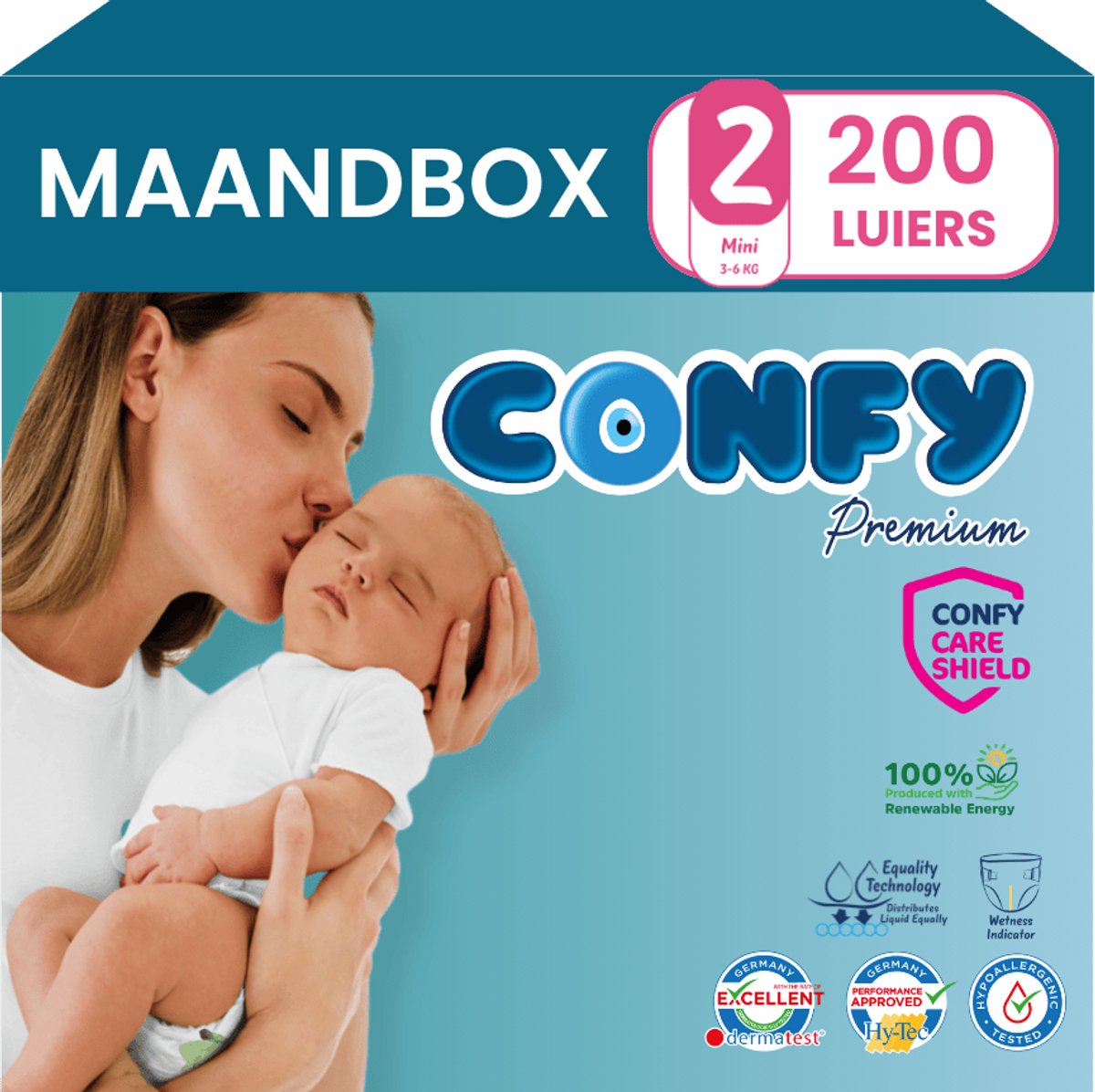 Confy Premium luiers maat 2 | 200 stuks