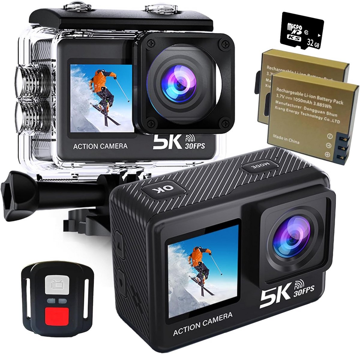 4K60FPS WiFi Actiecamera met 50MP Foto, 170 extdegree Groothoek en Waterdicht