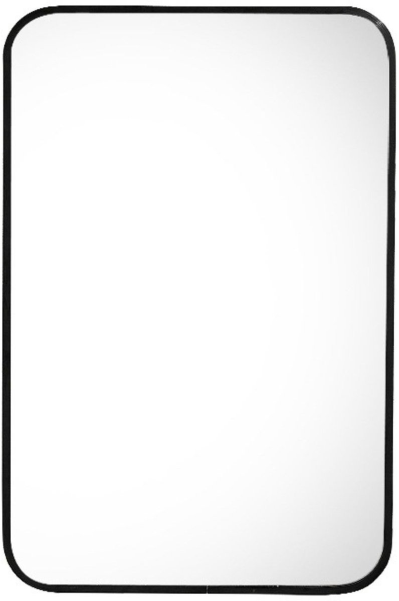 Luxaliving Wandspiegel 60x90 cm – Rechthoekige Spiegel met Zwarte Metalen Rand – Modern Design met Afgeronde Hoeken