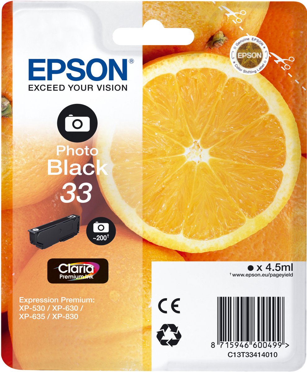 EPSON Cartouche Oranges Ink Claria Premium Black Photo