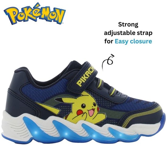 Pokémon - Schoenen voor jongens met lichtjes - Pikachu Sneakers voor kinderen met klittenband - Lichtgevende kindersneaker - Maat 31 - Blauw
