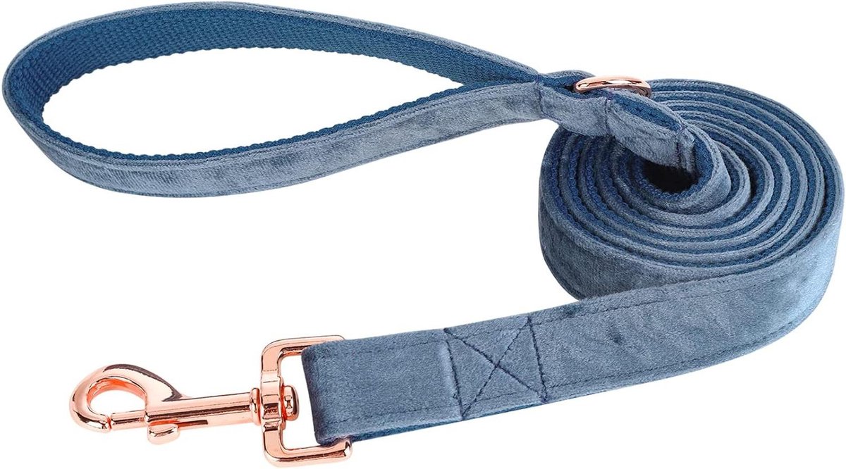 Hondenriem - Hondenlijn - Veilig Wandelen - Zacht Fluwelen Materiaal - 152 cm - Blauw